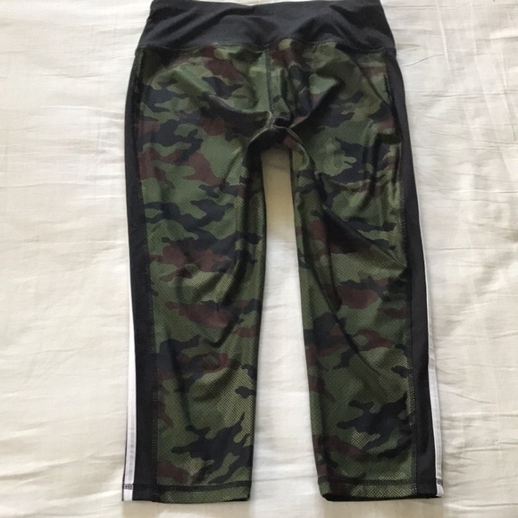 New ATHLETIC WORKS DriWorks Green Brown Black CAMO Leggings w/ Side Stripe Sz M - Picture 6 of 7